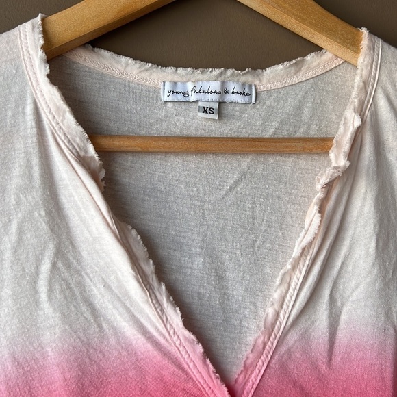 YOUNG FABULOUS AND BROKE White Pink Orange Tie Dye V Neck Top Size XS - Picture 4 of 10
